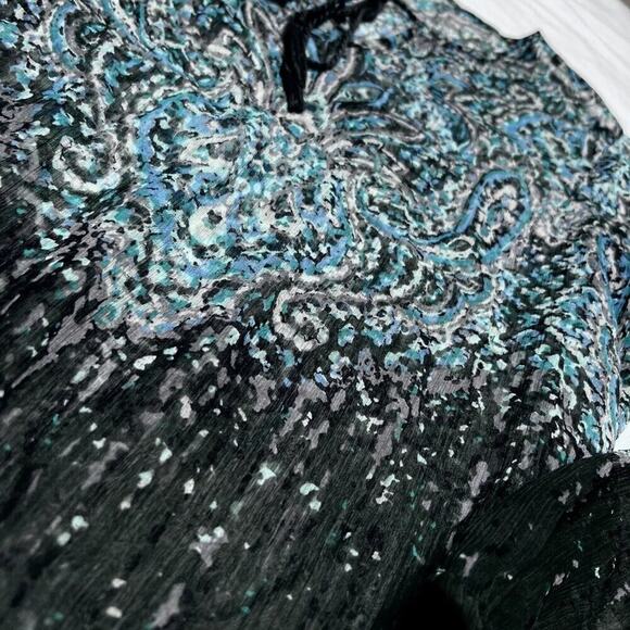 a.n.a Sheer Paisley Blouse Sheer Ombre Long Sleeve Women's Medium Blue Boho - Picture 3 of 9